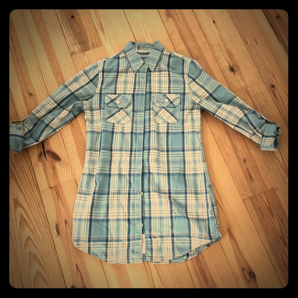 Medium blue plaid Superdry Buttondown